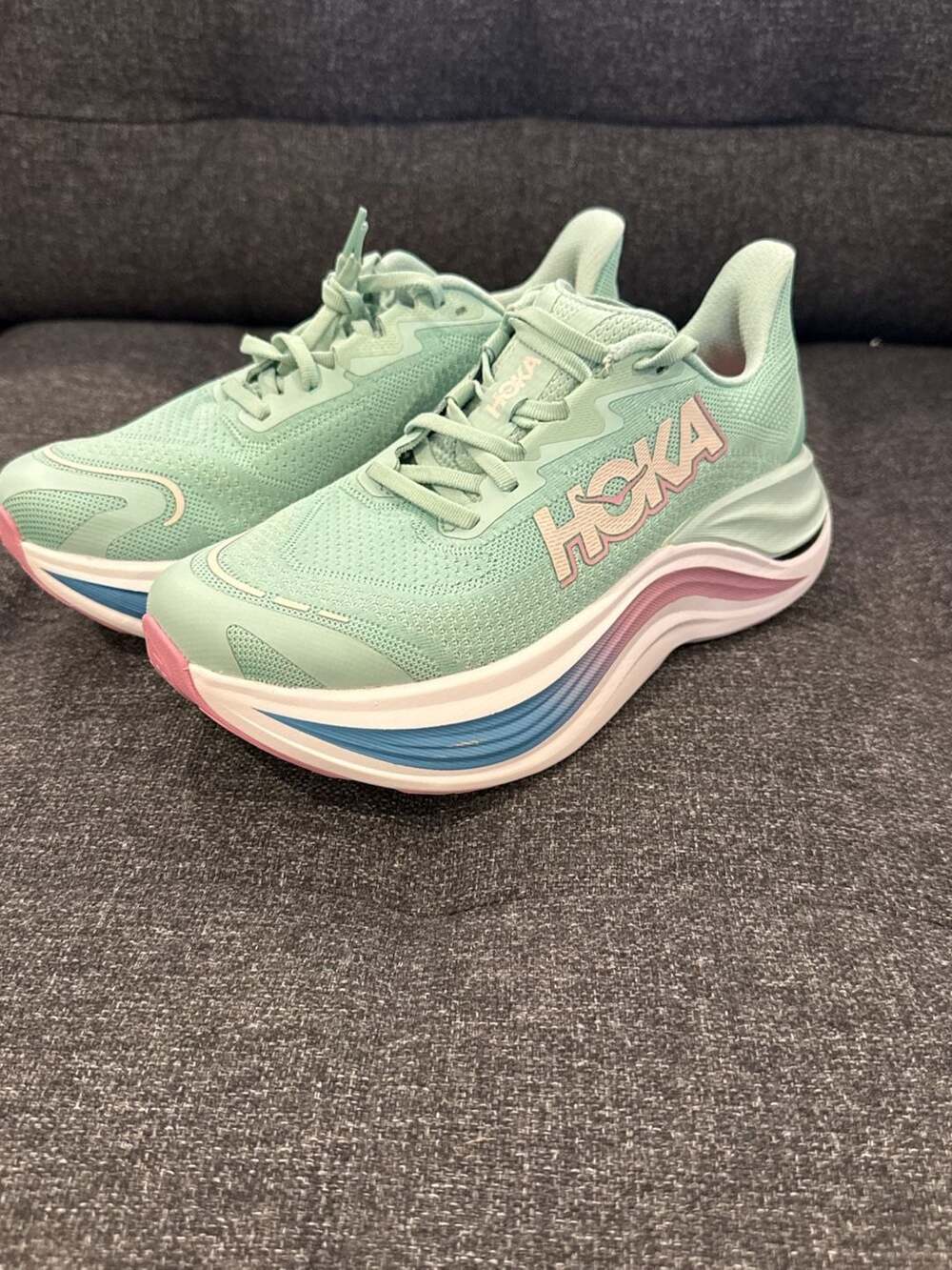 W7D - Hoka Women's Skyward X Running Shoes, Jadeite / Dried Rose
